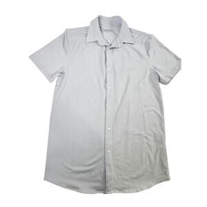 KicKee Men's Short Sleeve Luxe Jersey Button Down Shirt Medium Dew NWT